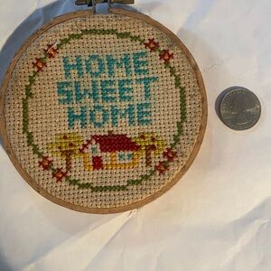 Tiny Vintage "Home Sweet Home" Cross-Stitch Hoop